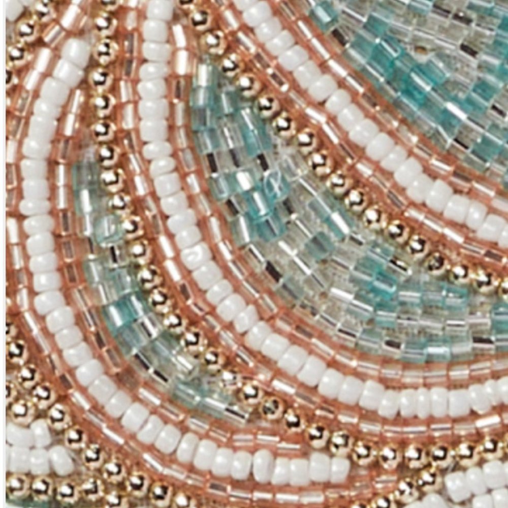 Rachel Zoe Beaded Pumpkin Placemat Centerpiece Leaf Vines Blue Gold Fall Decor - Picture 9 of 12